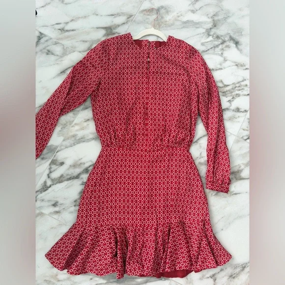 Alexis Red Patterned Long Sleeve Dress S - Picture 10 of 10